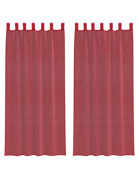 Tende in Voile con Passanti 2 pz Rosso Vino 140x225 cm
