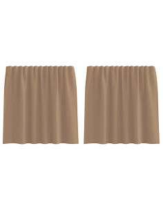Tende in Voile con Tasche per Aste 2 pz Marrone Chiaro 2