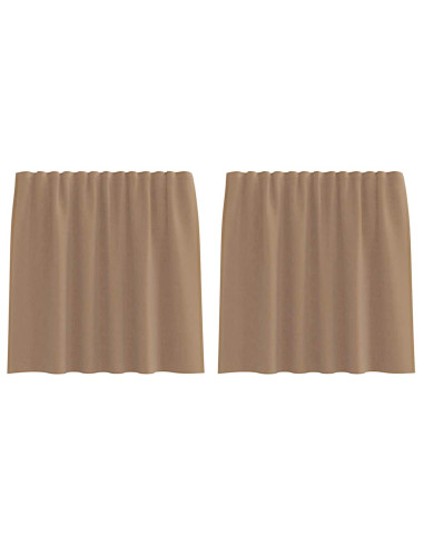 Tende in Voile con Tasche per Aste 2 pz Marrone Chiaro