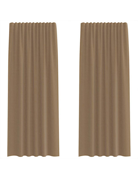 Tende in Voile con Tasche per Aste 2 pz Marrone Chiaro