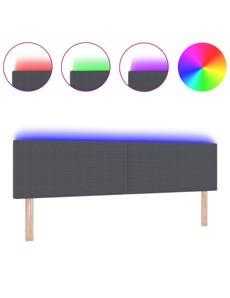 Testiera LED con testiera Grigio scuro 180 cm Poliestere