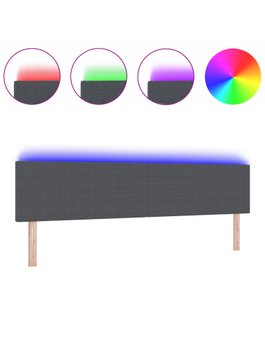 Testiera LED con testiera Grigio scuro 200 cm Poliestere