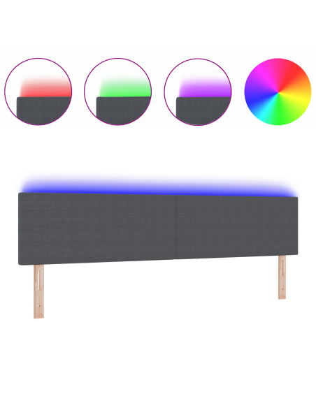 Testiera LED con testiera Grigio scuro 200 cm Poliestere