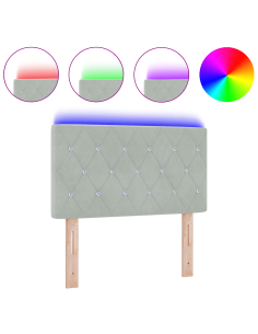 Testiera LED con testiera Grigio chiaro 80 cm Poliestere 2