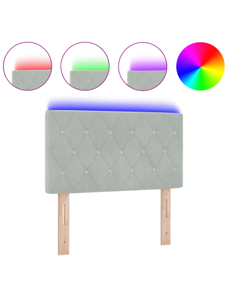 Testiera LED con testiera Grigio chiaro 80 cm Poliestere