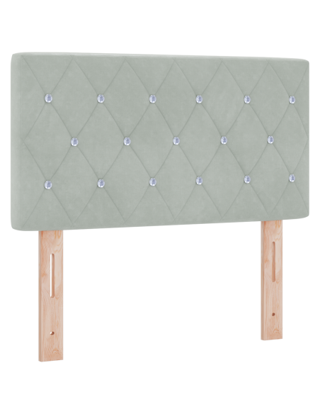 Testiera LED con Bottoni in Cristallo Trapuntata Grigio Chiaro 80 cm in Velluto