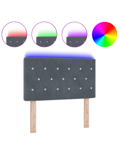 Testiera LED con testiera Grigio scuro 80 cm Poliestere