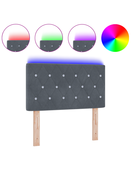 Testiera LED con testiera Grigio scuro 80 cm Poliestere