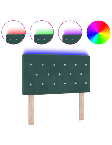 Testiera LED con testiera Verde Scuro 80 cm Poliestere