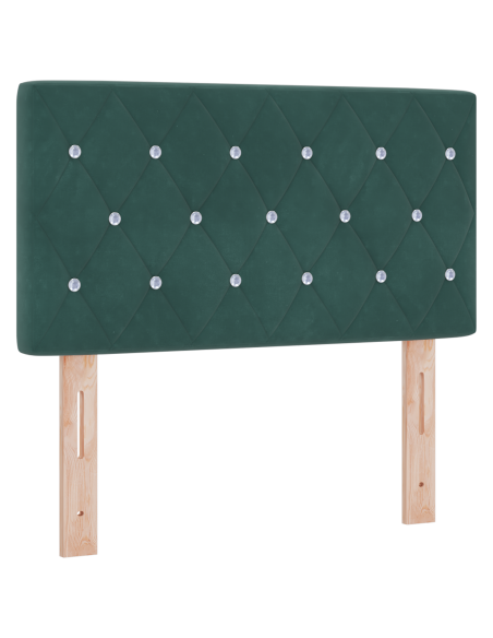 Testata Letto LED Trapuntata con Bottoni in Cristallo Verde Scuro 80 cm Velluto