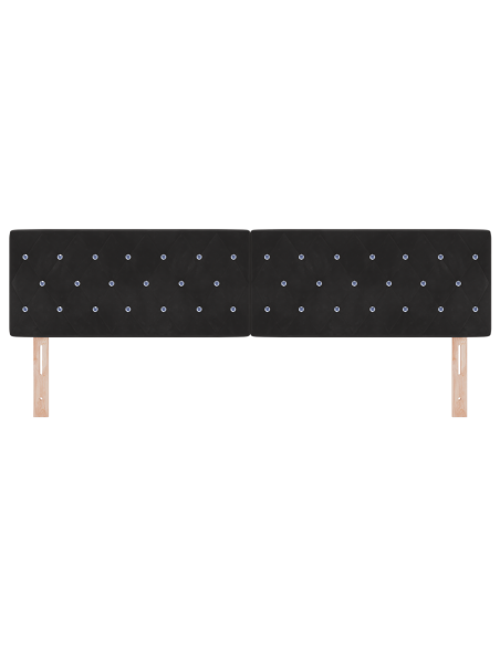 Testata LED con Bottoni in Cristallo Trapuntata Nera 90 cm Velluto