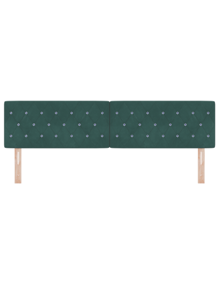 Testiera LED con Bottoni di Cristallo Rivestita in Velluto Verde Scuro 90 cm