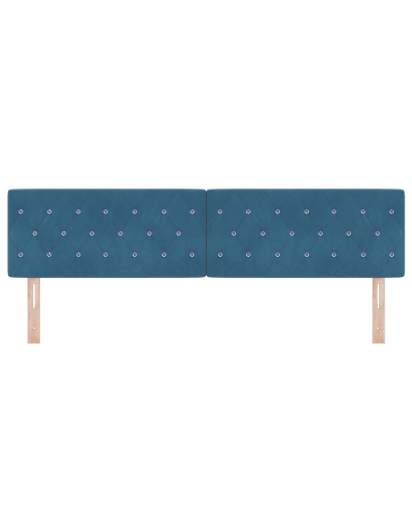 Testata LED con Pulsante di Cristallo Trapuntato Blu Scuro 90 cm Velluto