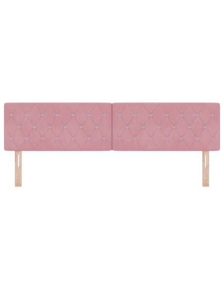 Testata LED con Bottoni in Cristallo Rosa 90 cm Velluto