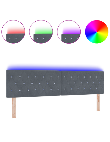 Testiera LED con testiera Grigio scuro 180 cm Poliestere