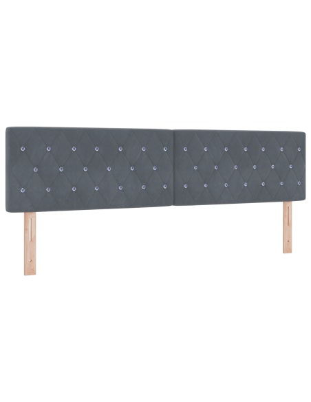 Testiera LED con bottoni di cristallo trapuntati grigia scura 90 cm in velluto