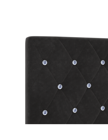 Testata LED con Bottoni in Cristallo Trapuntata Nera 90 cm Velluto