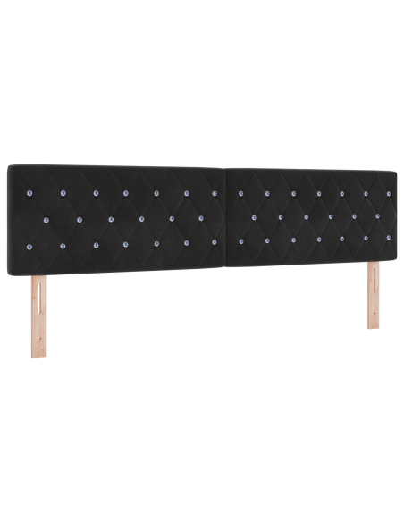 Testata LED con Bottoni in Cristallo Trapuntata Nera 90 cm Velluto