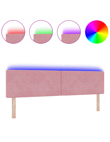 Testata LED con Bottoni in Cristallo Rosa 90 cm Velluto