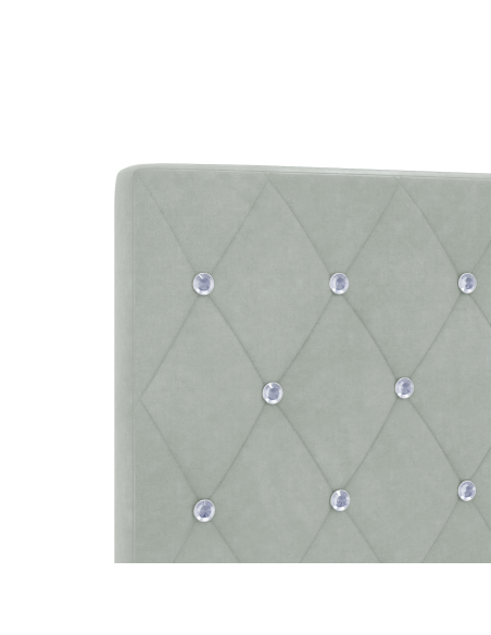 Testiera LED  con bottoni in cristallo grigio chiaro 100 cm in velluto