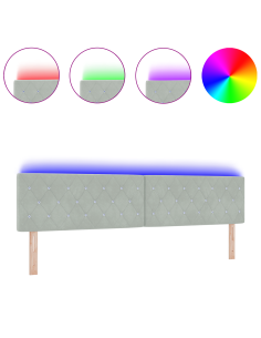 Testiera LED con testiera Grigio chiaro 200 cm Poliestere 2