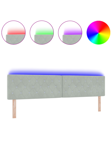 Testiera LED con testiera Grigio chiaro 200 cm Poliestere