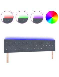 Testiera LED con testiera Grigio scuro 200 cm Poliestere 2