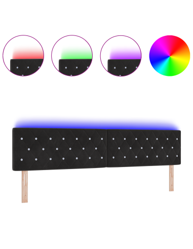 Testiera LED con luci a strisce a LED Nero 200 cm Poliestere