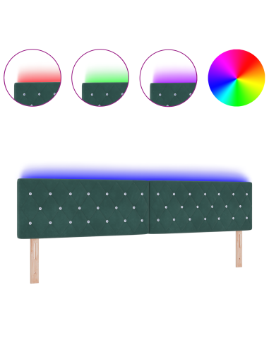 Testiera LED con testiera Verde Scuro 200 cm Poliestere