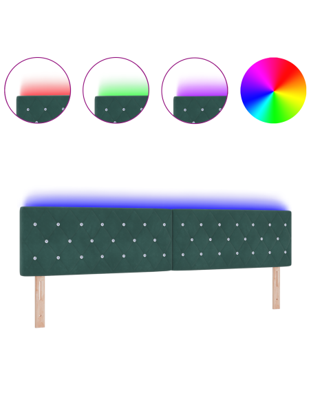 Testiera LED con Bottoni di Cristallo Imbottita Verde Scuro 100 cm Velluto