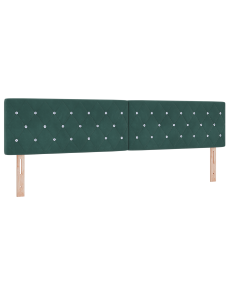 Testiera LED con Bottoni di Cristallo Imbottita Verde Scuro 100 cm Velluto