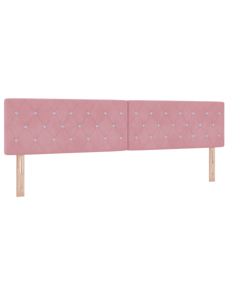 Testiera LED con Bottoni a Cristallo in Velluto Rosa 100 cm
