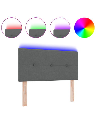 Testiera LED con testiera Grigio scuro 80 cm Poliestere