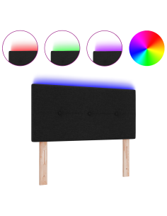 Testiera LED con luci a strisce a LED Nero 80 cm Poliestere 2