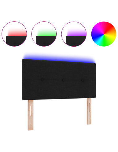 Testiera LED con luci a strisce a LED Nero 80 cm Poliestere