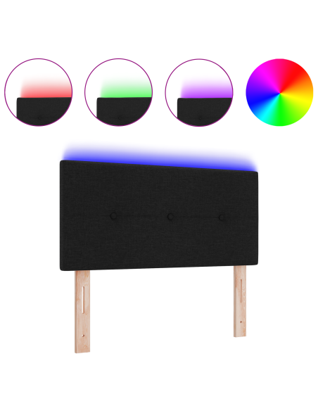 Testiera LED con luci a strisce a LED Nero 80 cm Poliestere