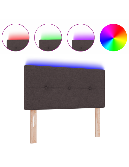 Testata LED  con bottoni in tessuto marrone scuro 80 cm