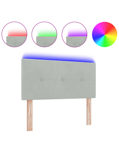 Testiera LED con testiera Grigio chiaro 80 cm Poliestere