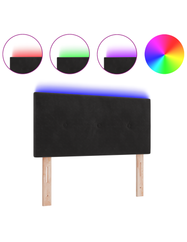 Testiera LED con luci a strisce a LED Nero 80 cm Poliestere