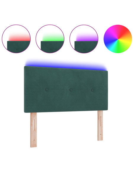 Testiera LED  Button Tufted Verde Scuro 80 cm Velluto