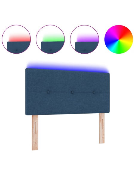 Testata LED  con bottoni trapuntati Blu 90 cm in tessuto