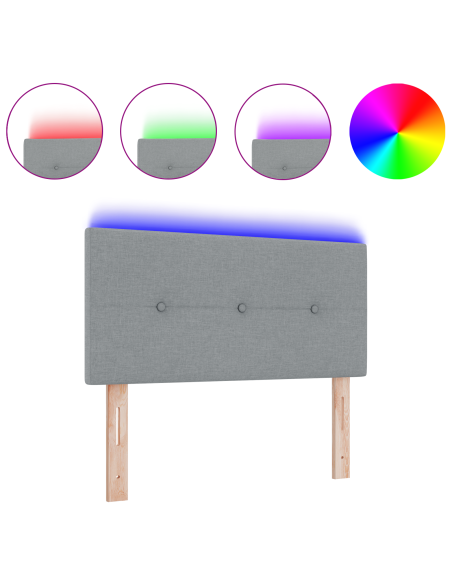 Testiera LED  Con bottoni Grigio chiaro 100 cm Tessuto