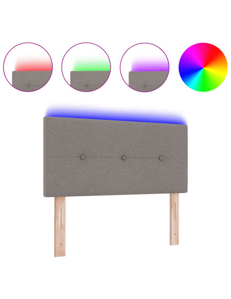 Testiera LED  con bottoni imbottita Tortora 100 cm in tessuto
