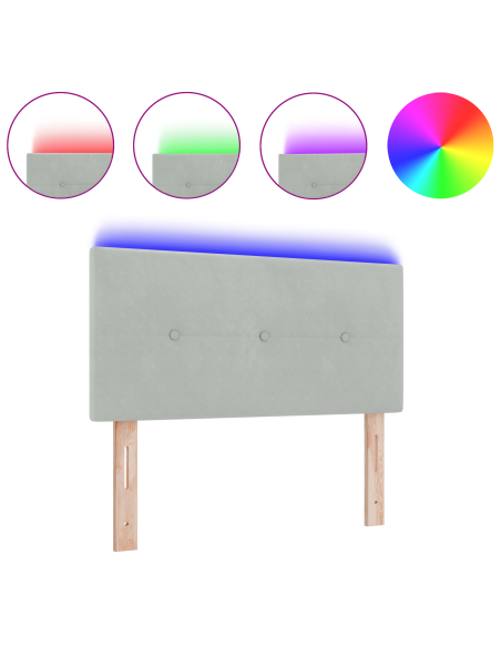 Testata LED  con bottoni imbottita Grigio chiaro 100 cm Velluto