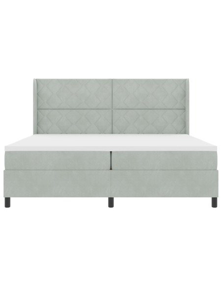 Letto Box Spring con Materasso Grigio Chiaro 200x200 cm Velluto