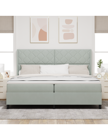 Letto Box Spring con Materasso Grigio Chiaro 200x200 cm Velluto