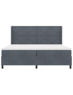 Letto a molle con materasso Grigio scuro 200 x 200 cm Velluto 2