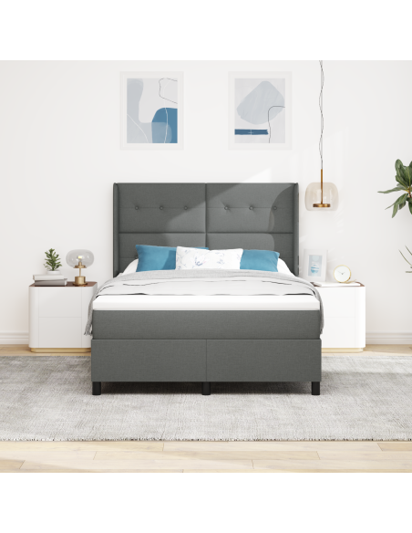 Letto a Sorgente LED Grigio scuro 140 x 190 cm Tessuto