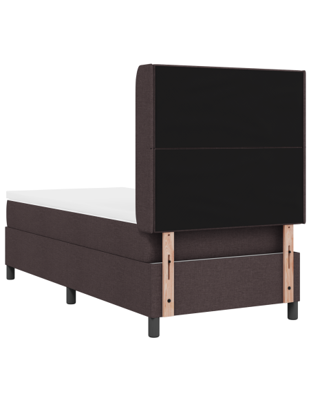 Letto Box Spring con Materasso & LED Marrone Scuro 100x200 cm Tessuto