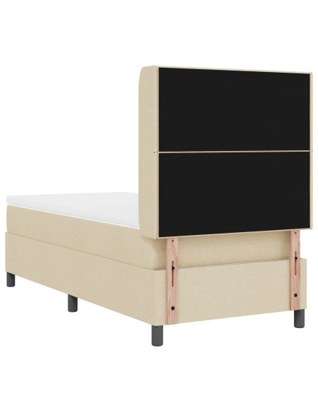 Letto a Sorgente LED con materasso Crema 100 x 200 cm Tessuto